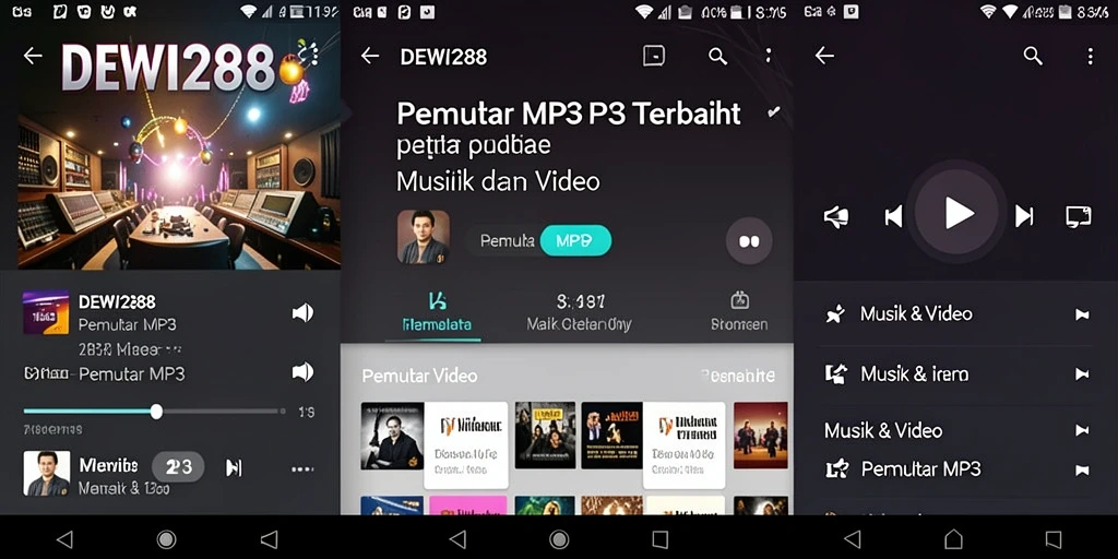 Tampilan antarmuka DEWI288 yang menarik dan fungsional untuk Pemutar MP3.