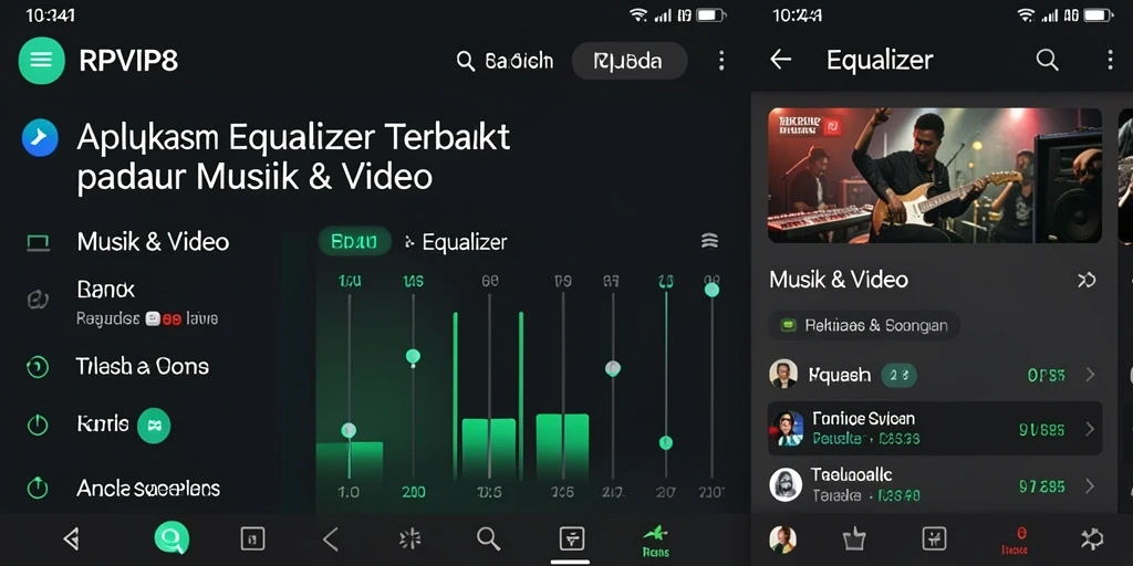 Tampilan antarmuka RPVIP8 saat mengatur Equalizer untuk musik.